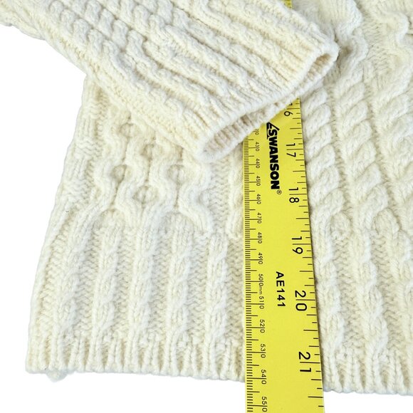 Aran Islands Knitwear 100% Wool Cable‑Knit Cardigan XS – Artisan Irish Sweater - Picture 9 of 11